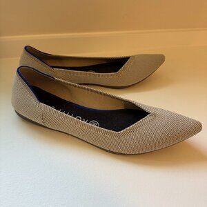 Rothy's Birdseye Gray Flats with Blue Trim